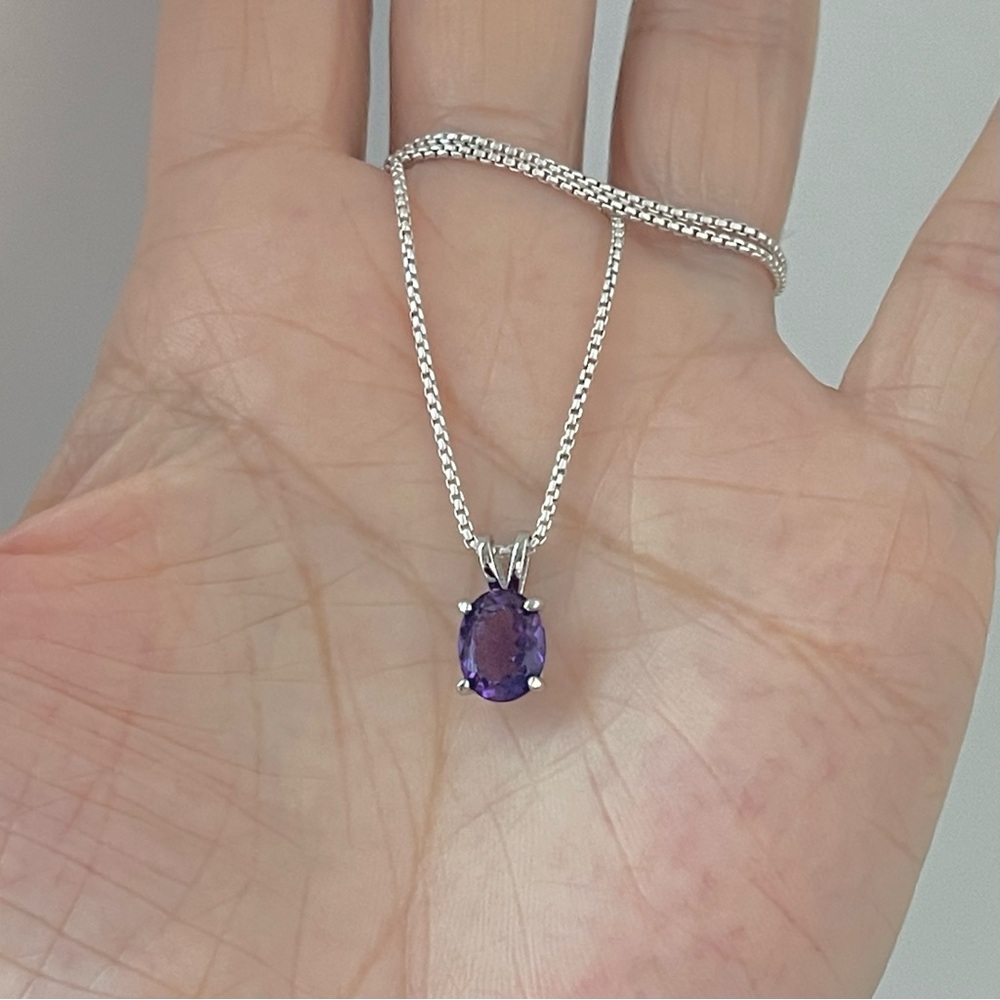 Sterling Silver Small Genuine Amethyst Necklace, February Birthstone Necklaces